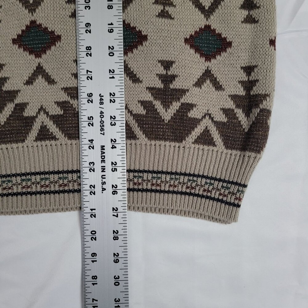 VTG The Italian Sweater Co Men's Brown Geometric Knit Crewneck Sweater Size L - Picture 5 of 9